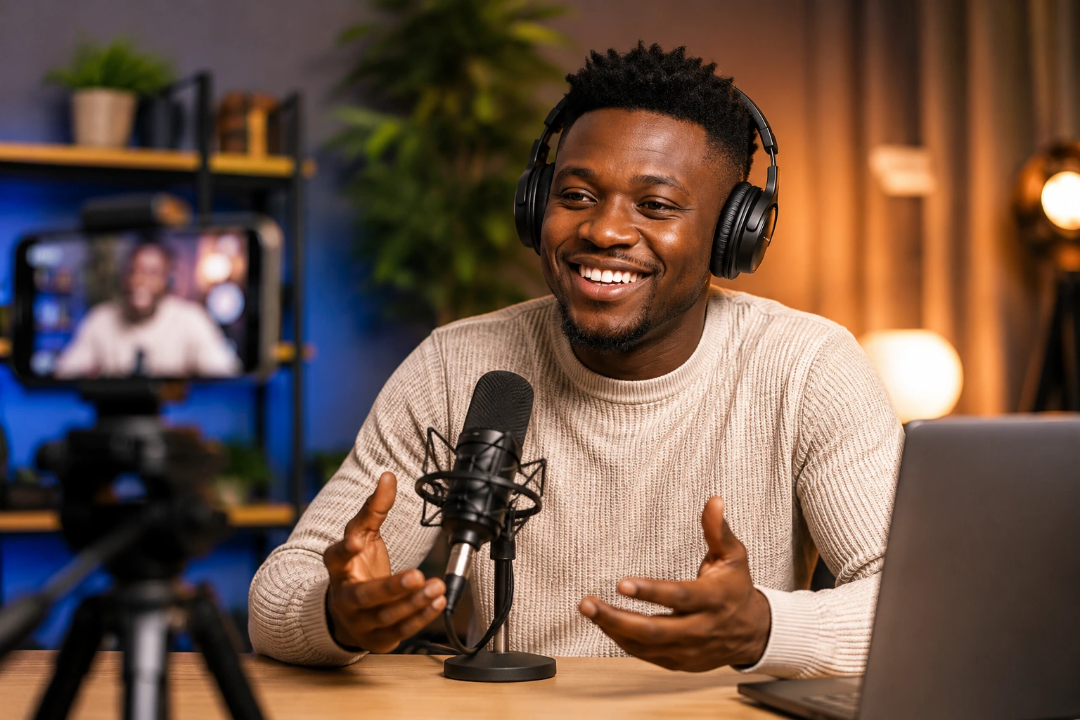 Creator recording in a studio